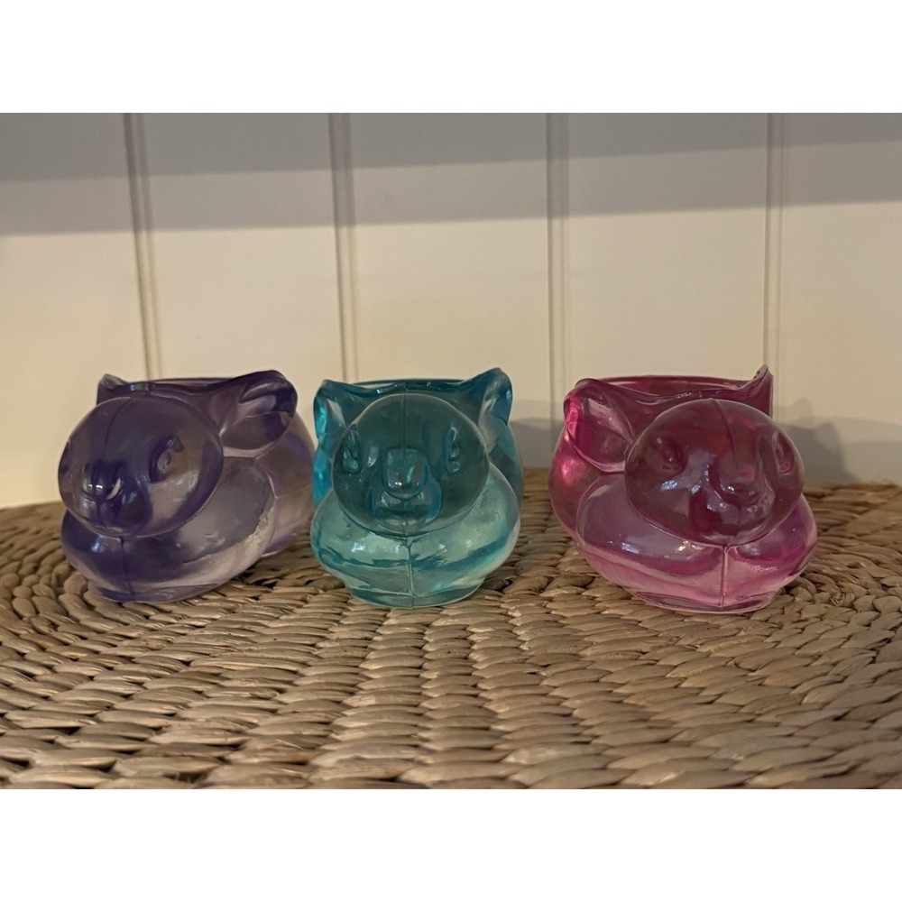 Bunny Tealight Candle Holders‎ Set of 3 Multicolor Good Glass Easter Decor